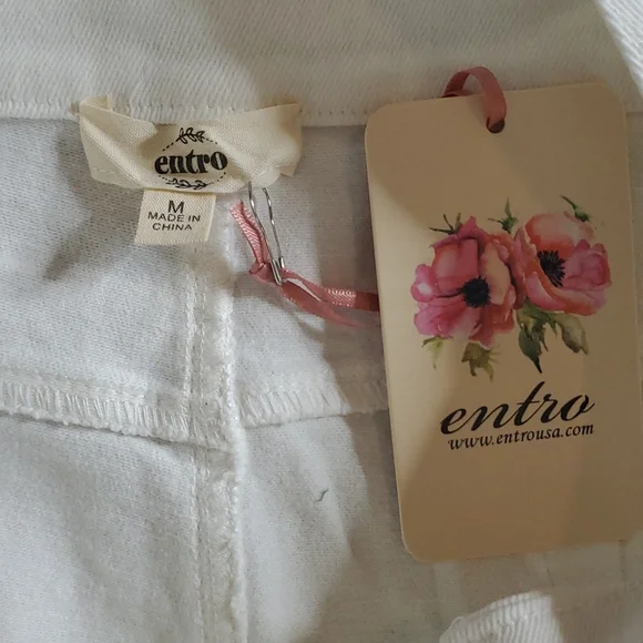 Entro Distressed White Denim Overall Shorts - Picture 9 of 12